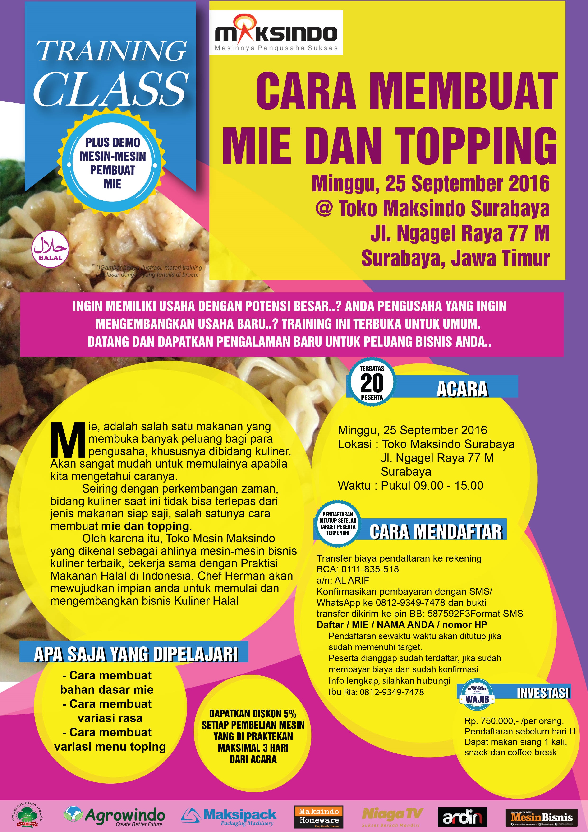 Training Usaha Mie dan Toping di Surabaya, 25 September 2016
