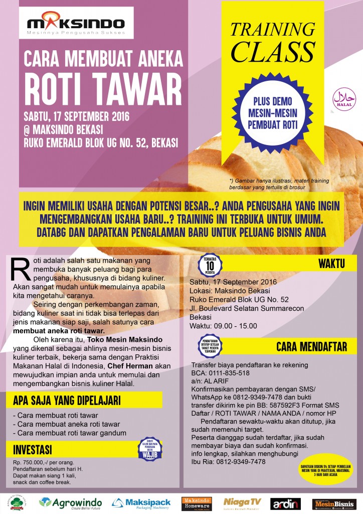 training class roti tawar bekasi
