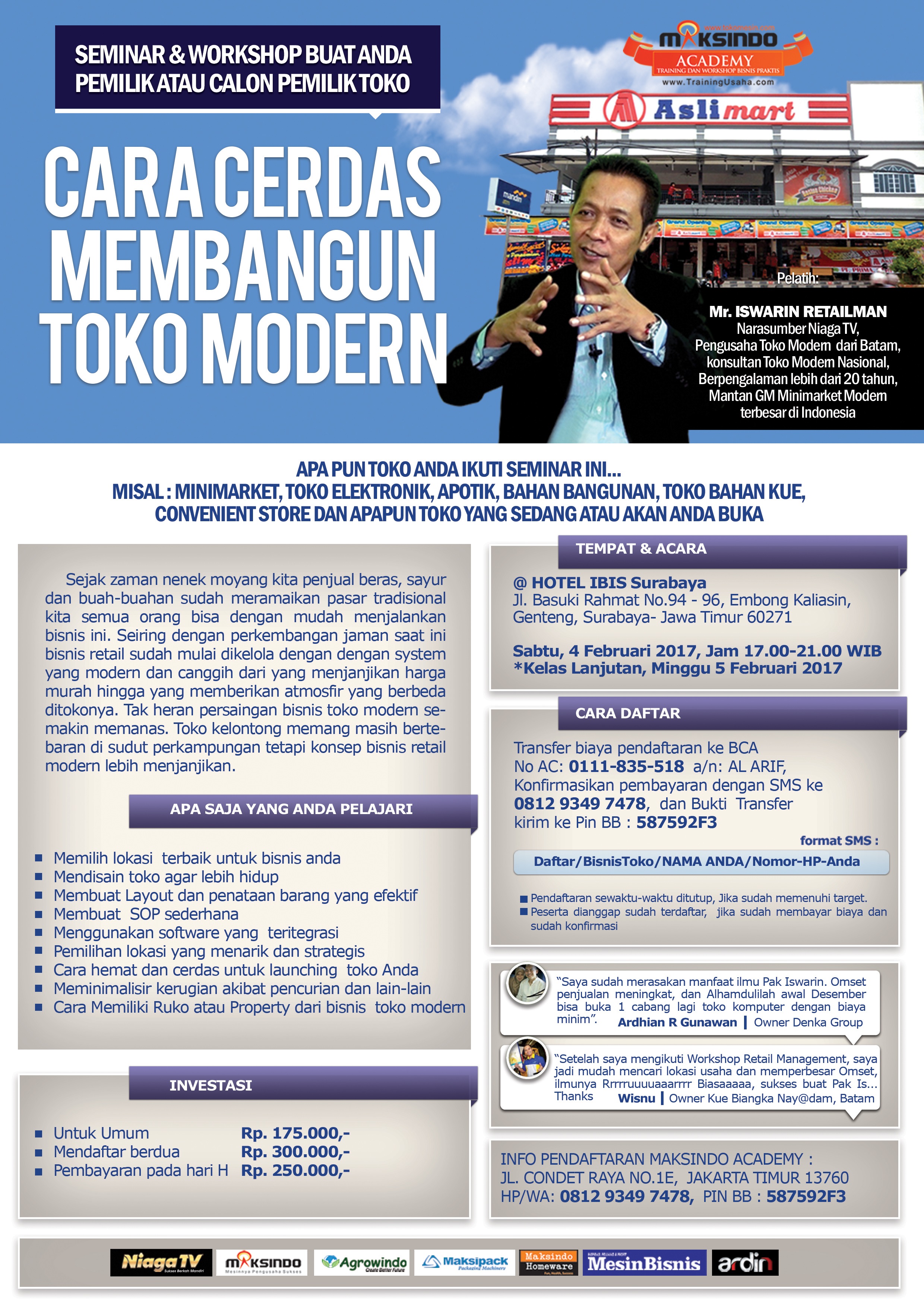 Seminar Bisnis Retail, 4 Februari 2017 di Surabaya