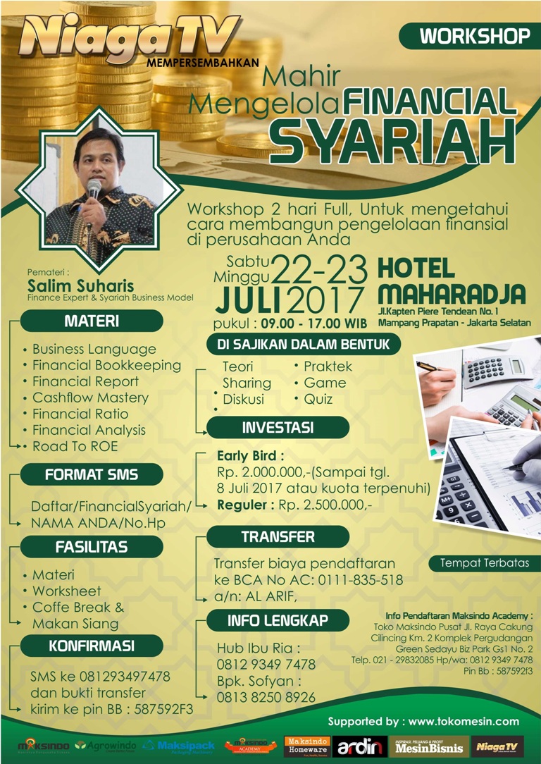 Workshop Mahir Mengelola Financial Syariah 22, 23 Juli 2017