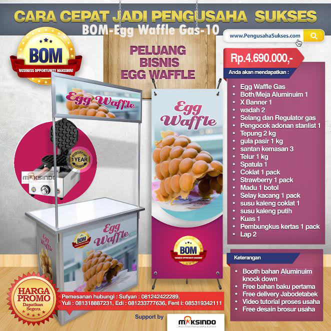 Paket Usaha Egg Waffle Gas Program BOM