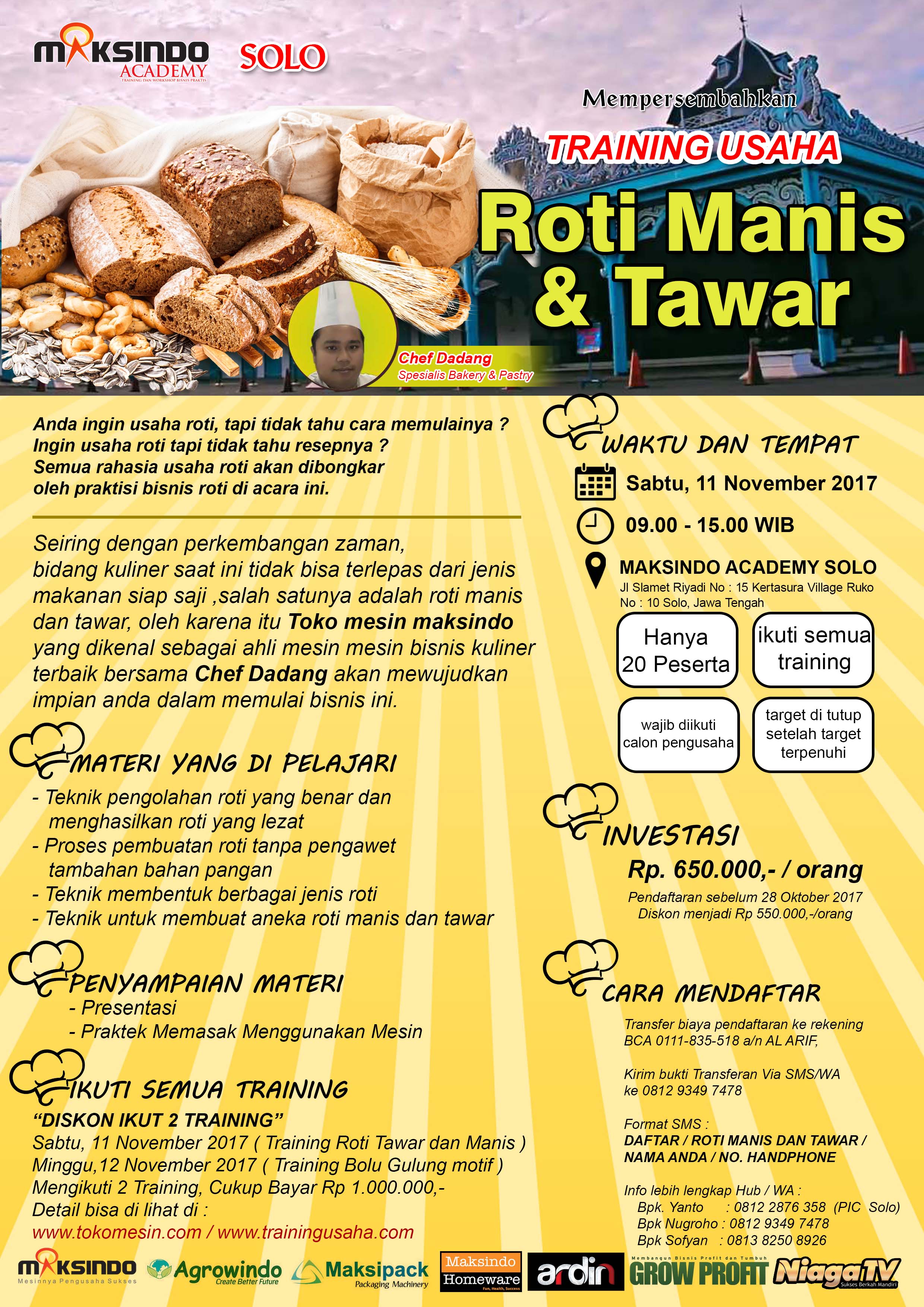 Training Usaha Roti Manis dan Tawar, 28 Oktober 2017
