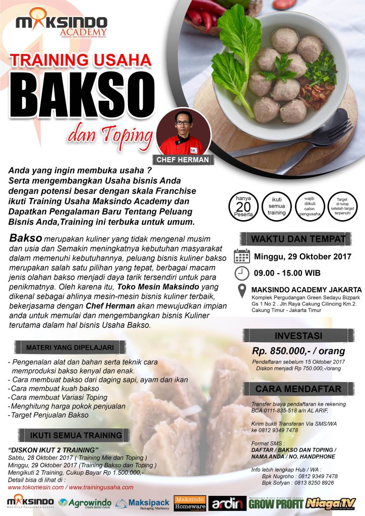 Training Usaha Aneka Bakso dan Toping, 29 Oktober 2017