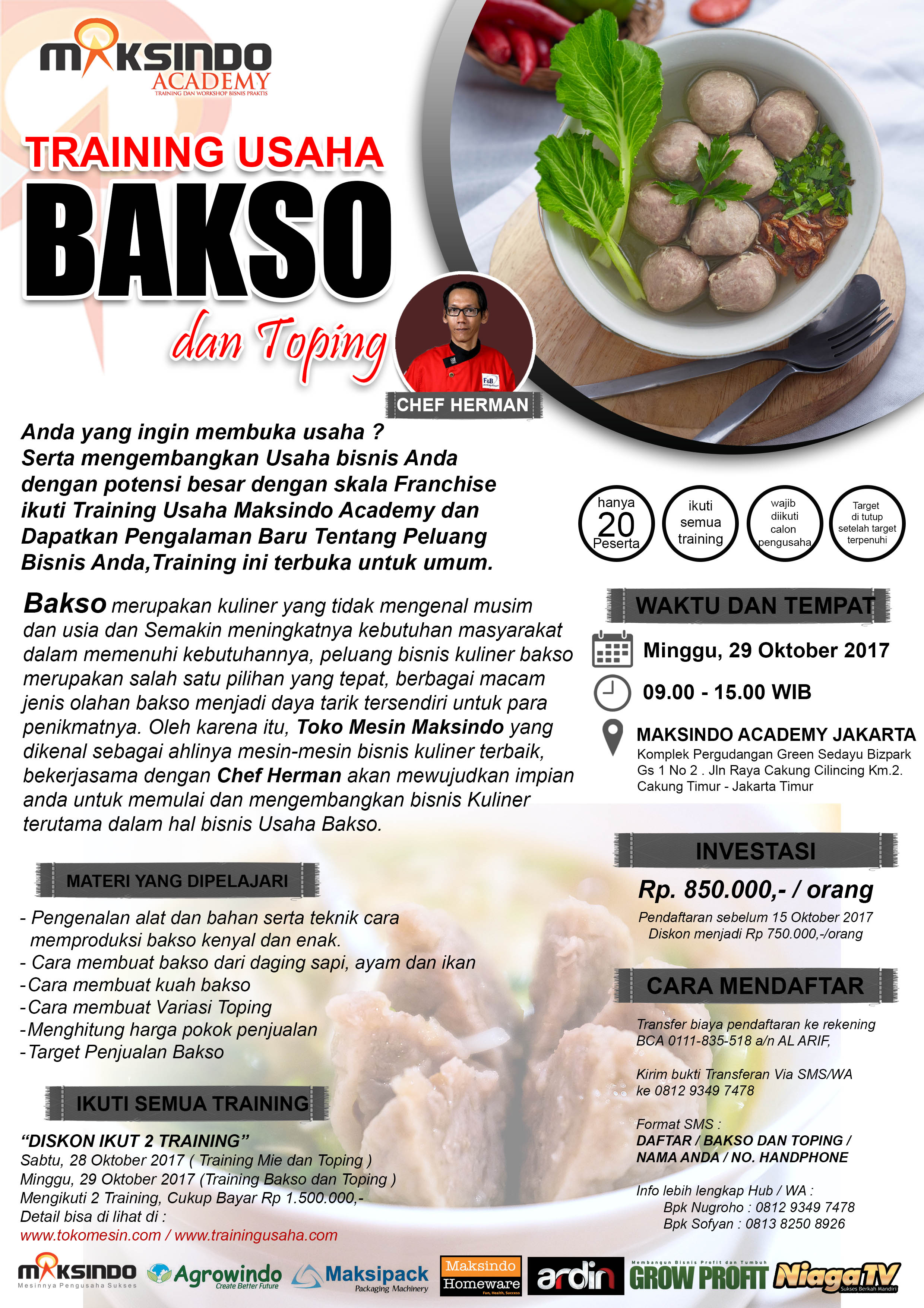 Training Usaha Aneka Bakso dan Toping, 29 Oktober 2017