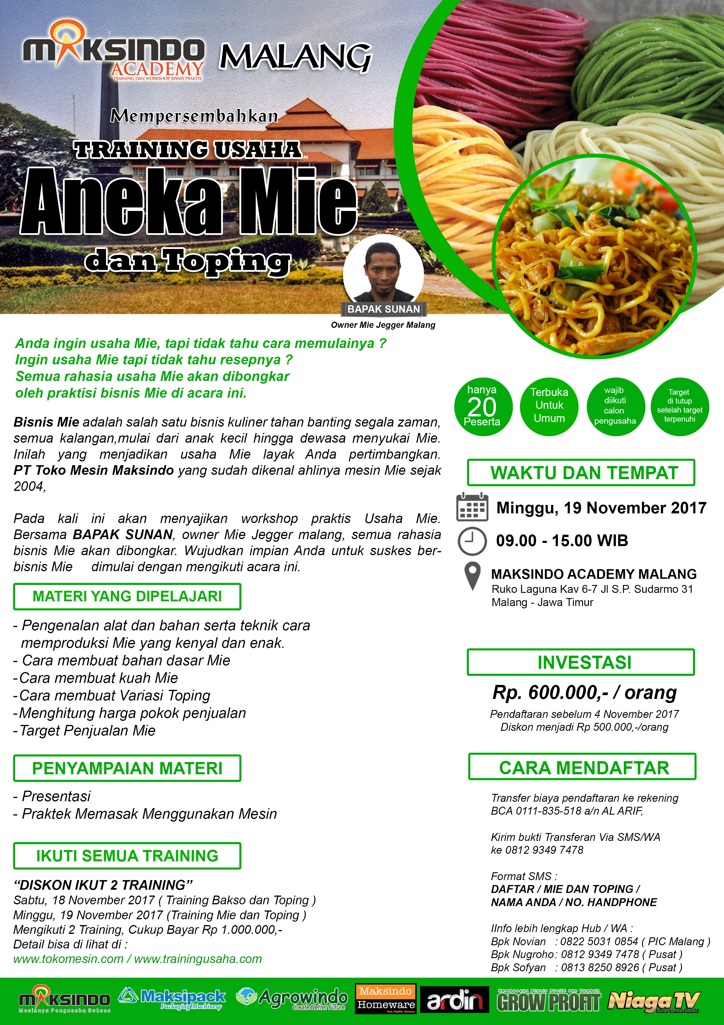 Training Usaha Aneka Mie dan Toping, 19 November 2017