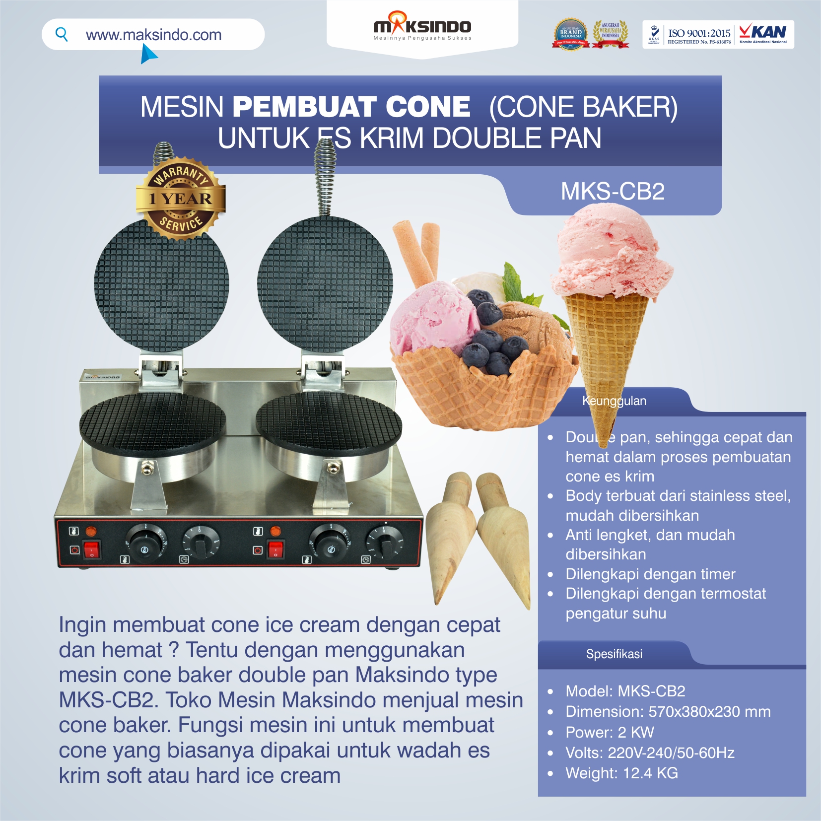 Jual Pembuat Cone Ice Cream (CB2) di Semarang