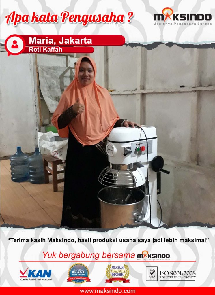 Roti Kaffah : Usaha Saya Semakin Maksimal dengan Menggunakan Mesin Mixer Planetary Maksindo