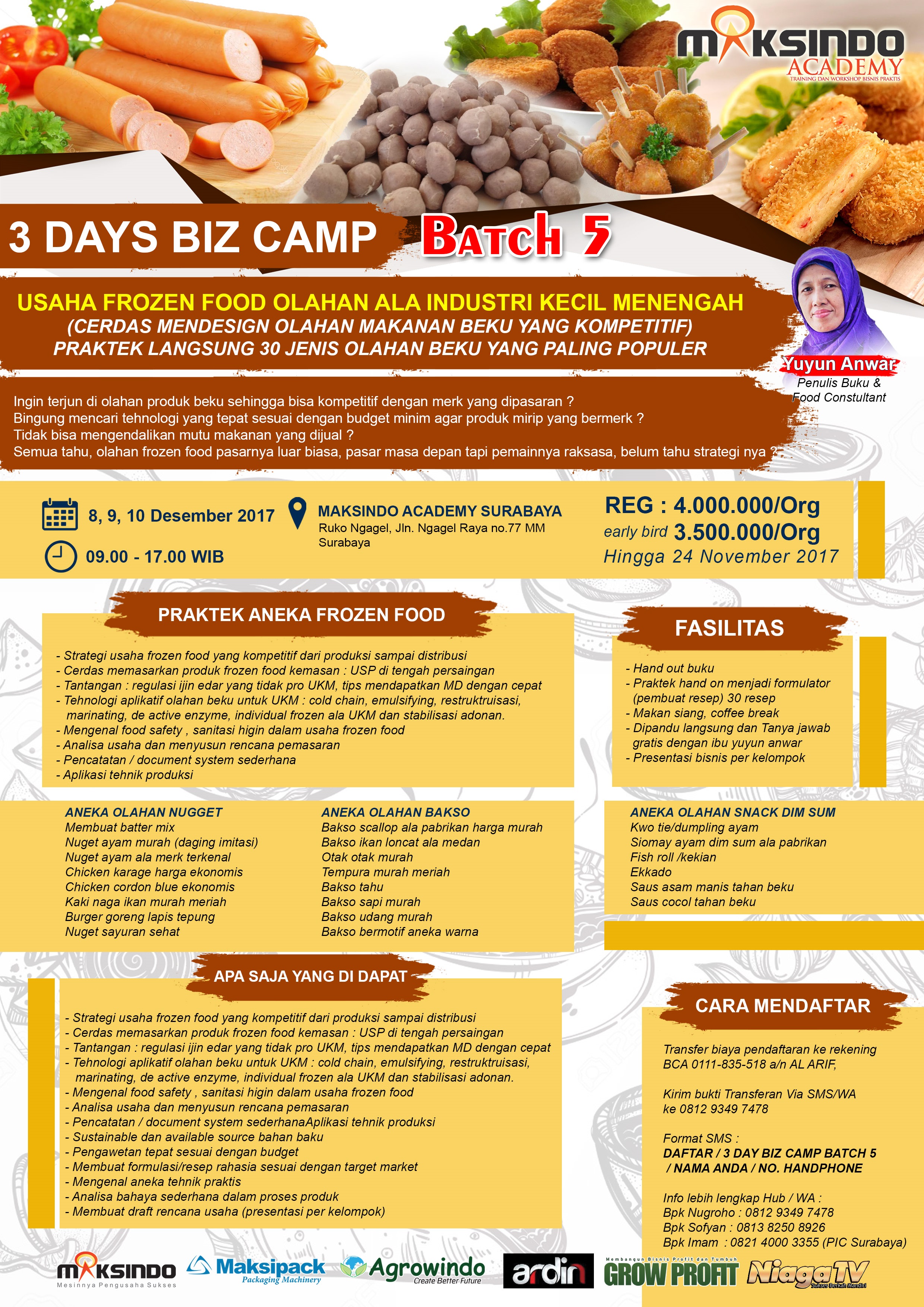 Training Usaha Frozen Food, 8 – 10 Desember 2017