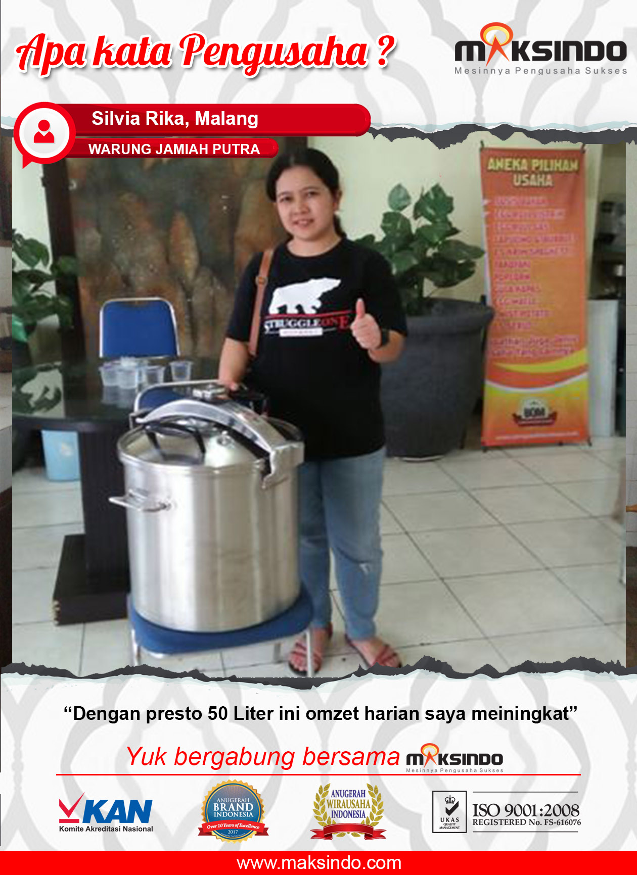 Warung Jamiah Putra : Omzet Meningkat Berkat Mesin Presto Maksindo