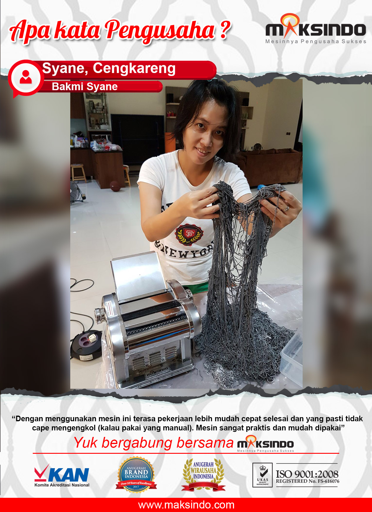 Bakmi Syane : Mesin Mudah Dipakai dan Sangat Praktis
