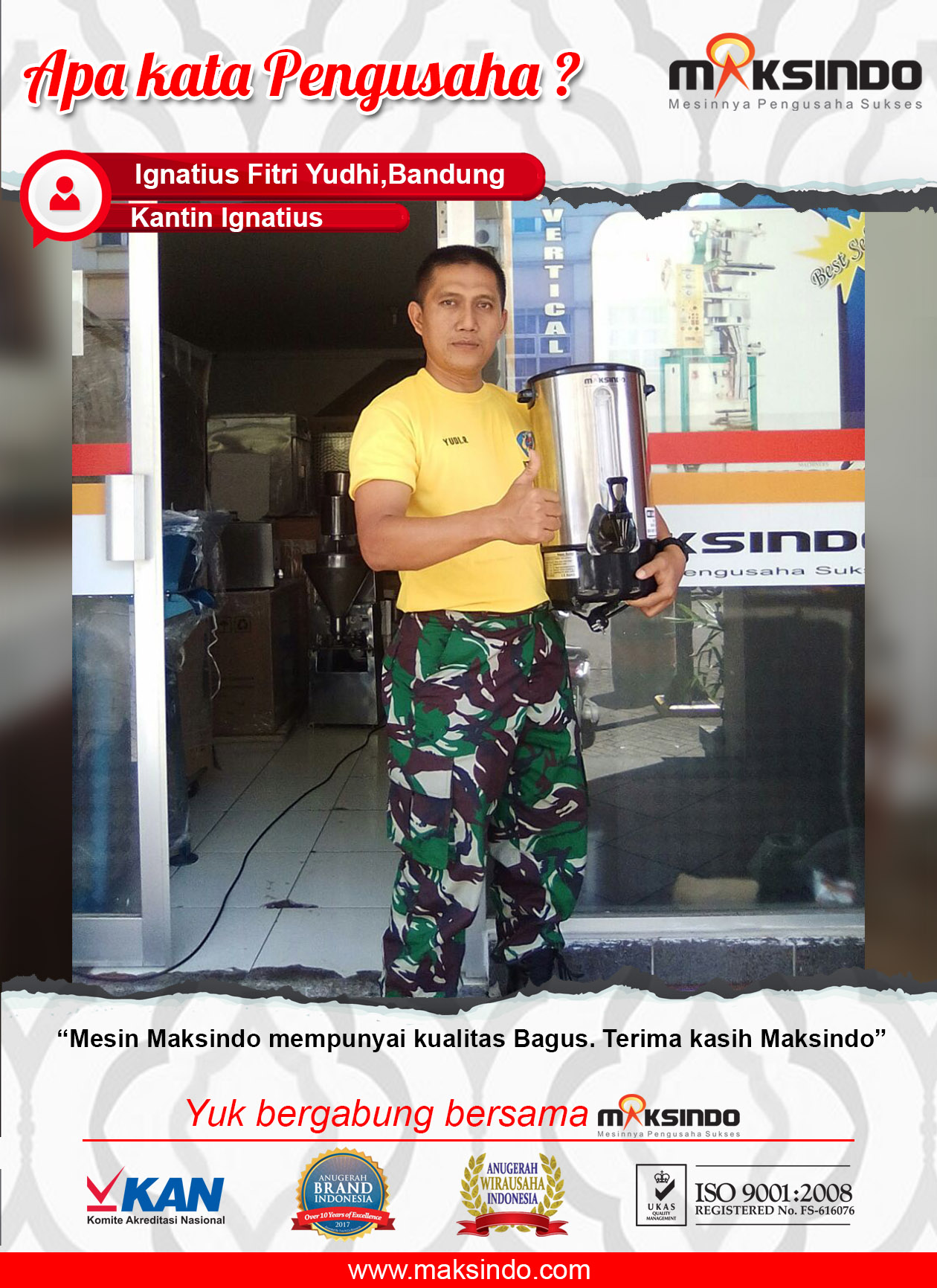 Kantin Ignatius : Mesin Dari Maksindo Memiliki Kualitas Bagus