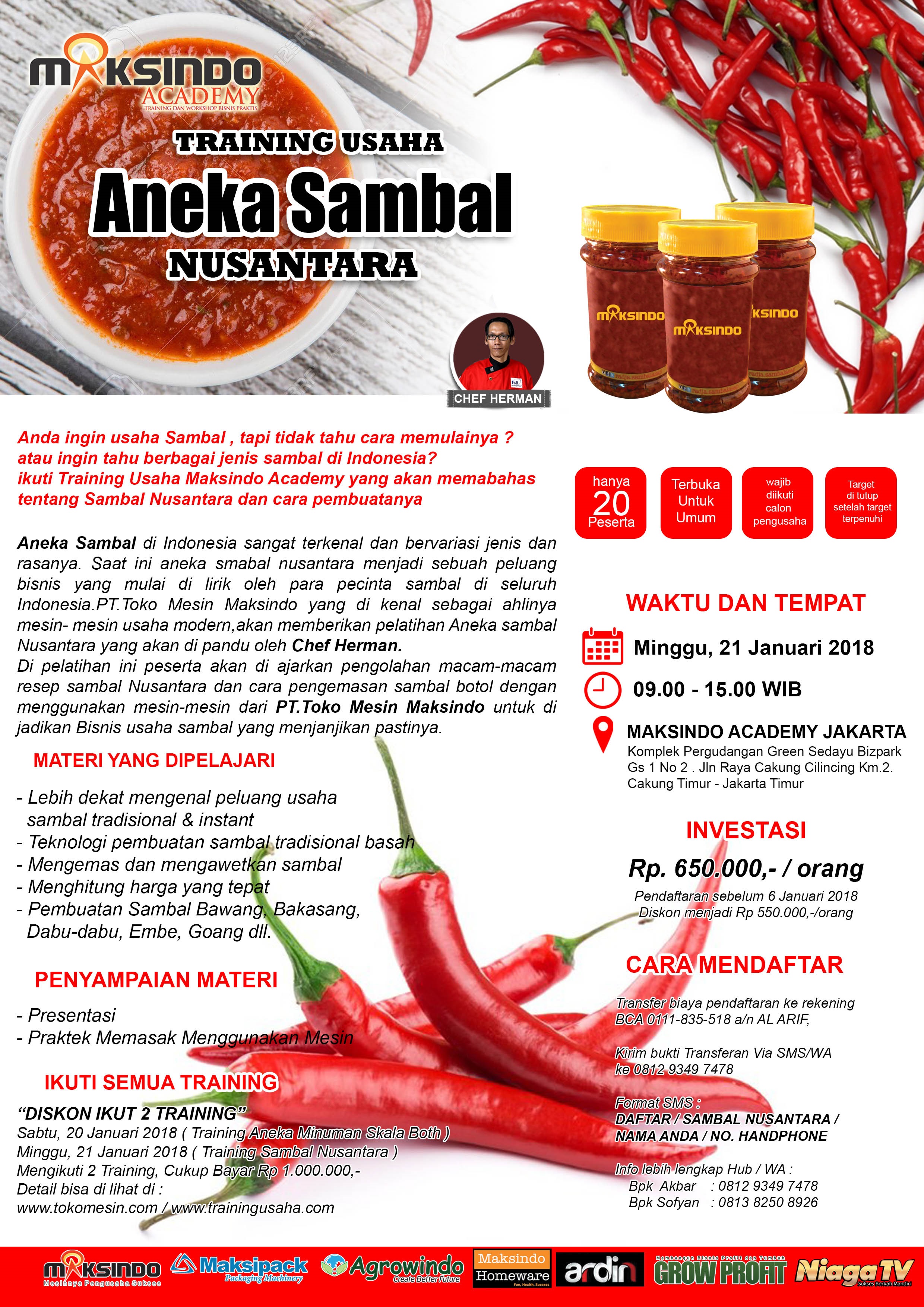 Training Usaha Aneka Sambal Nusantara, 21 Januari 2018