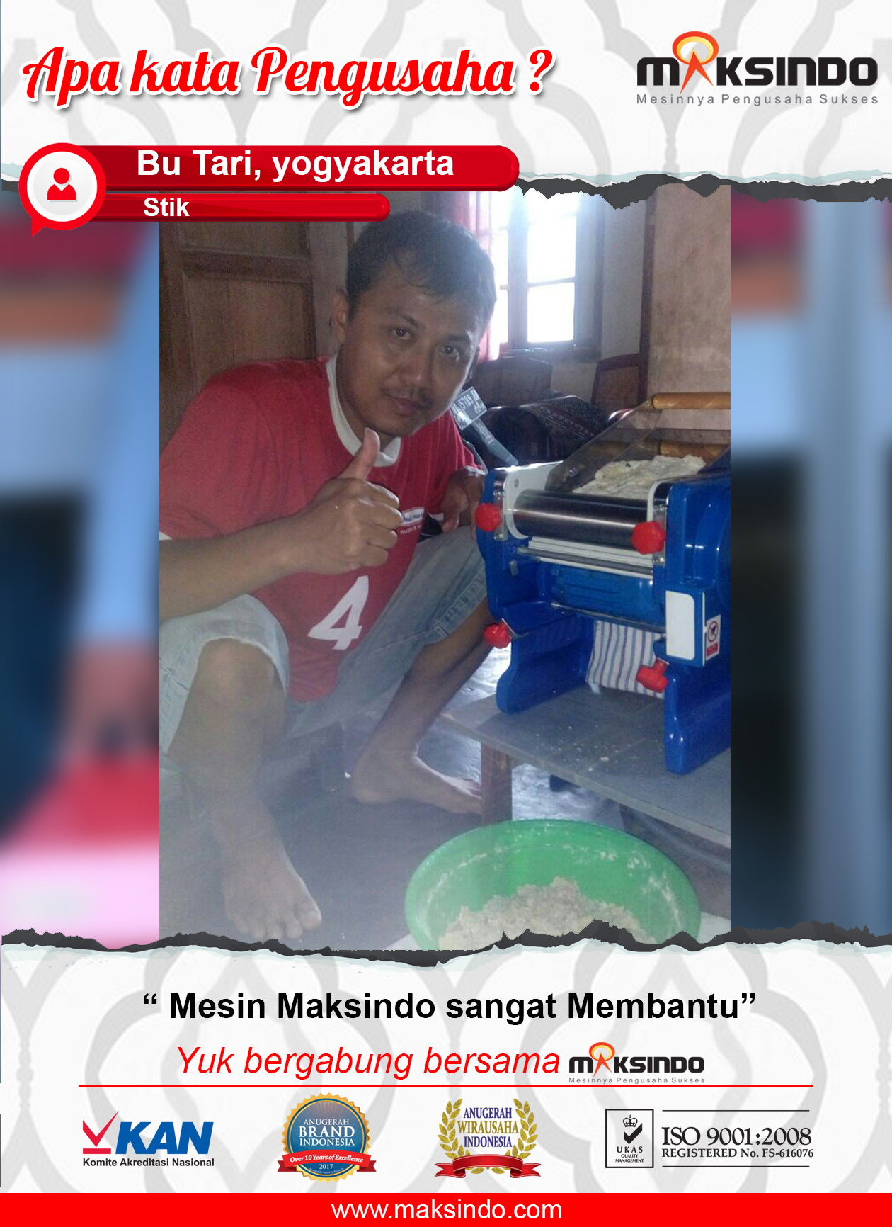 Stik : Mesin Cetak Mie dari Maksindo Memang Sangat Membantu