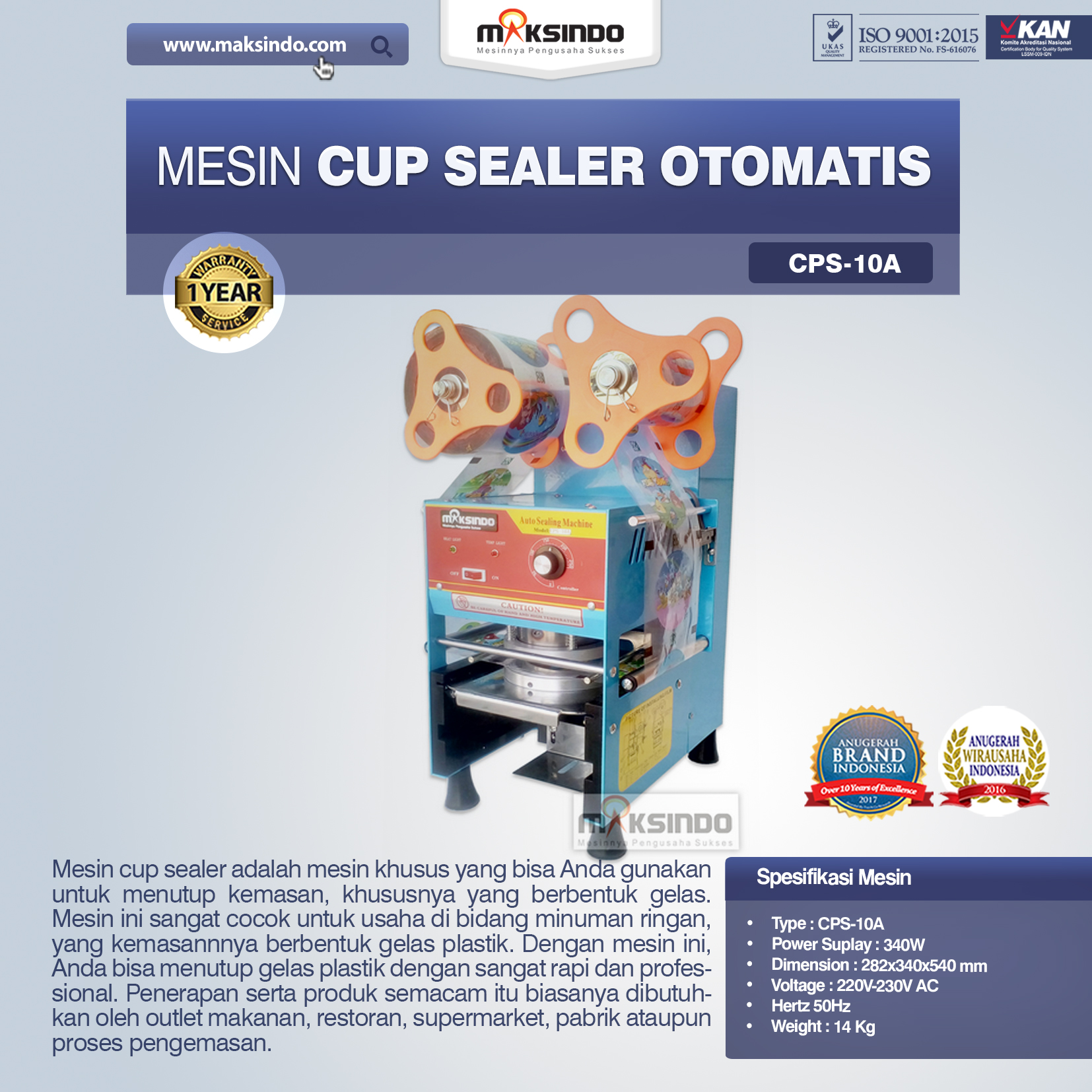 Jual Mesin Cup Sealer Otomatis (CPS-10A) di Semarang