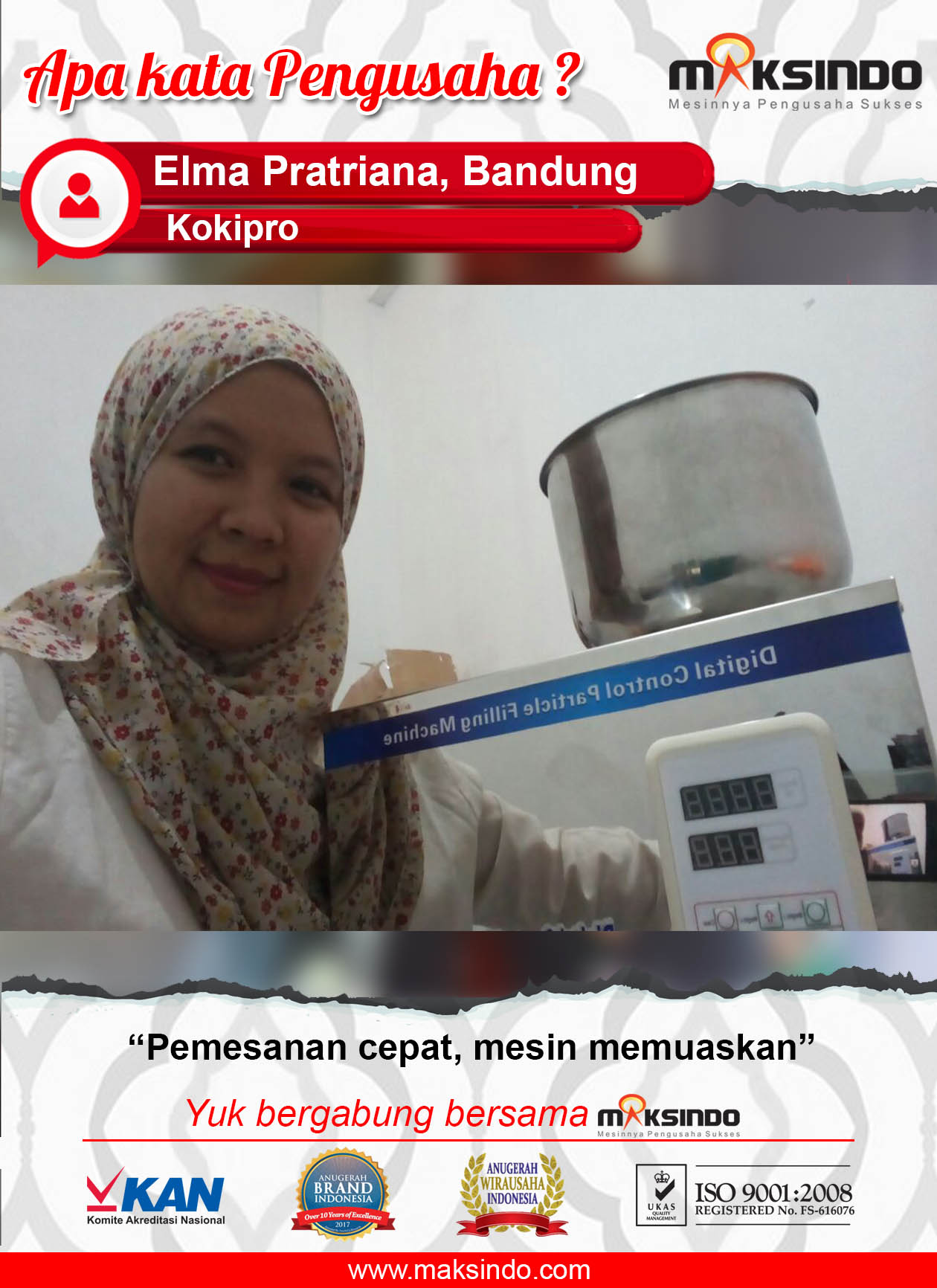 Kokipro : Mesin Memuaskan Dengan Pemesanan Yang Cepat