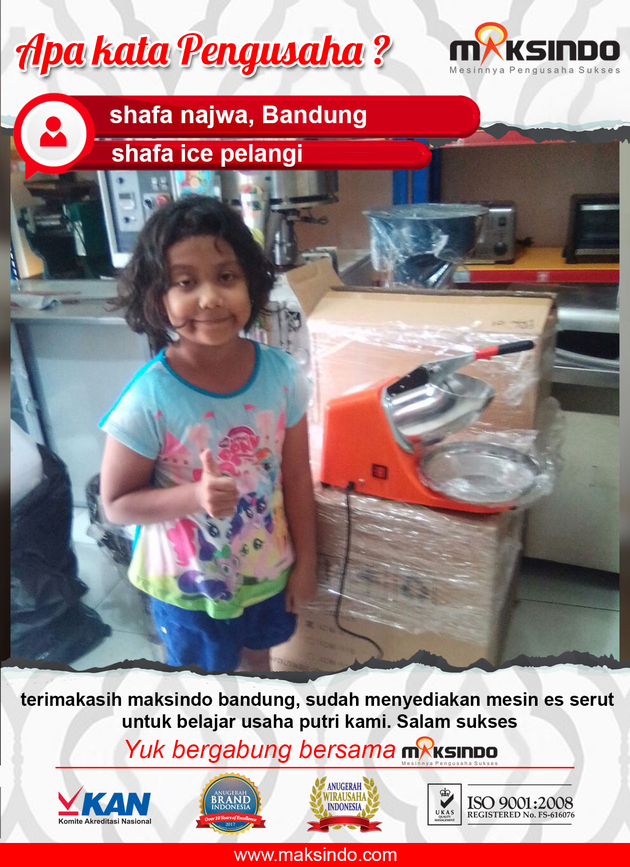 Shafa Ice Pelangi : Penyerutan Es Batu Makin Lancar Dengn Mesin Ice Crusher