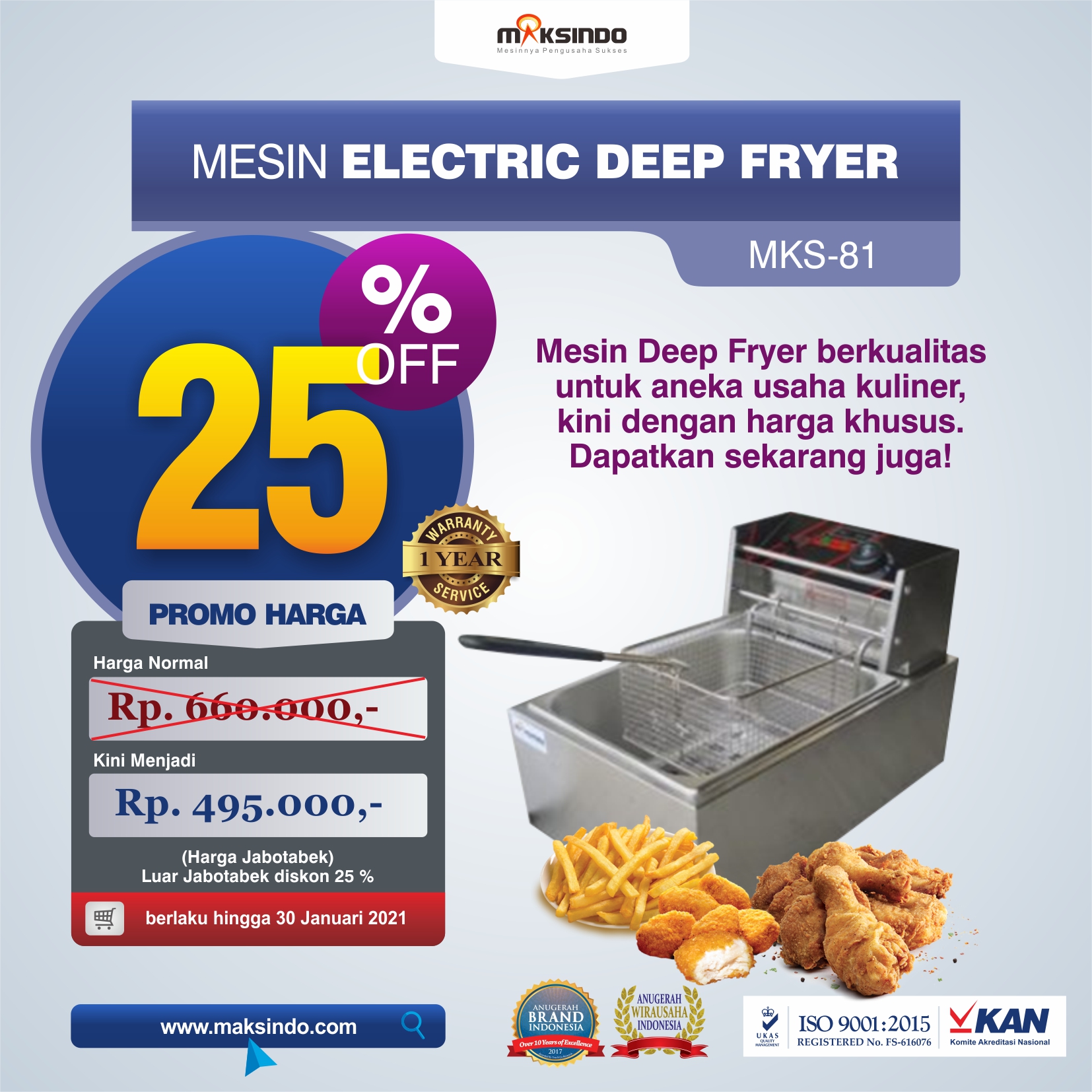 Jual Mesin Electric Deep Fryer MKS-81 di Semarang