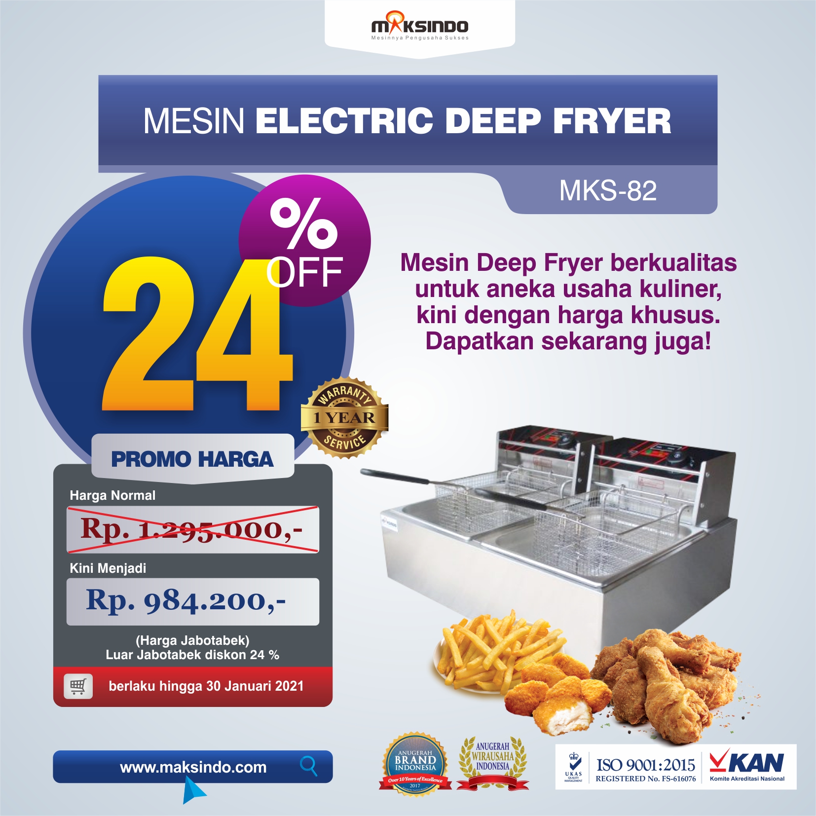 Jual Mesin Electric Deep Fryer MKS-82 di Semarang
