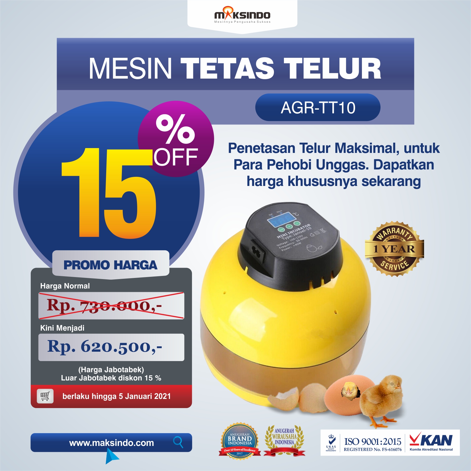 Jual Mesin Tetas Telur 10 Butir (AGR-TT-10) di Semarang