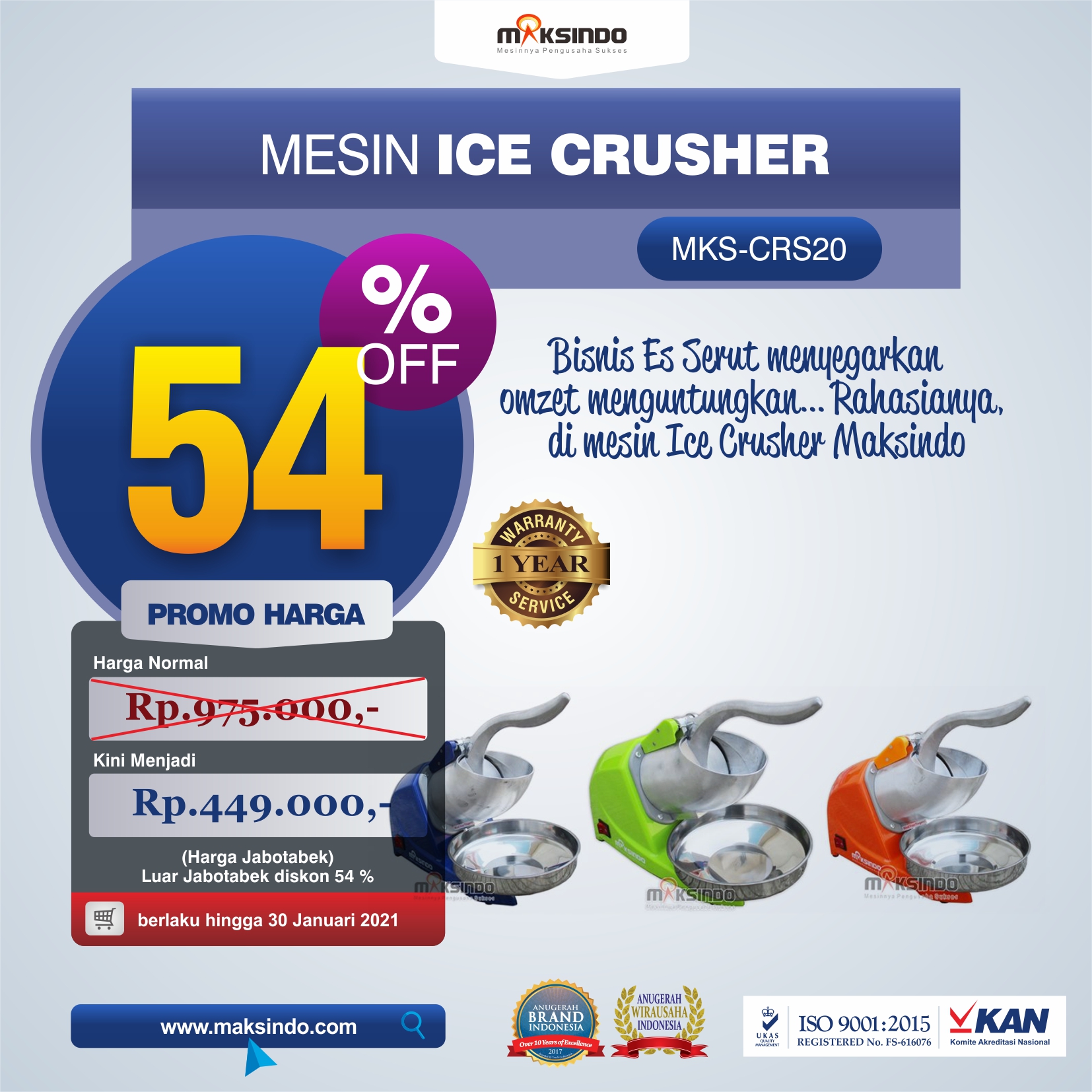 Jual Mesin Ice Crusher MKS-CRS20 di Semarang