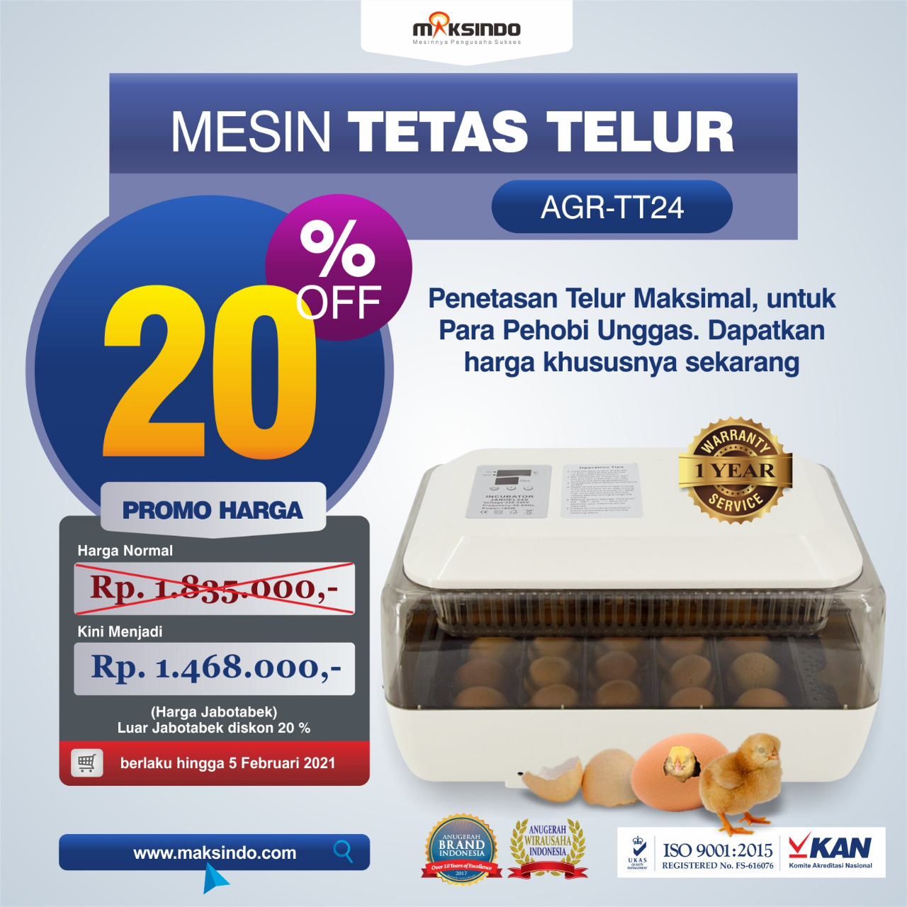 Jual Mesin Tetas Telur (AGR-TT24) di Semarang