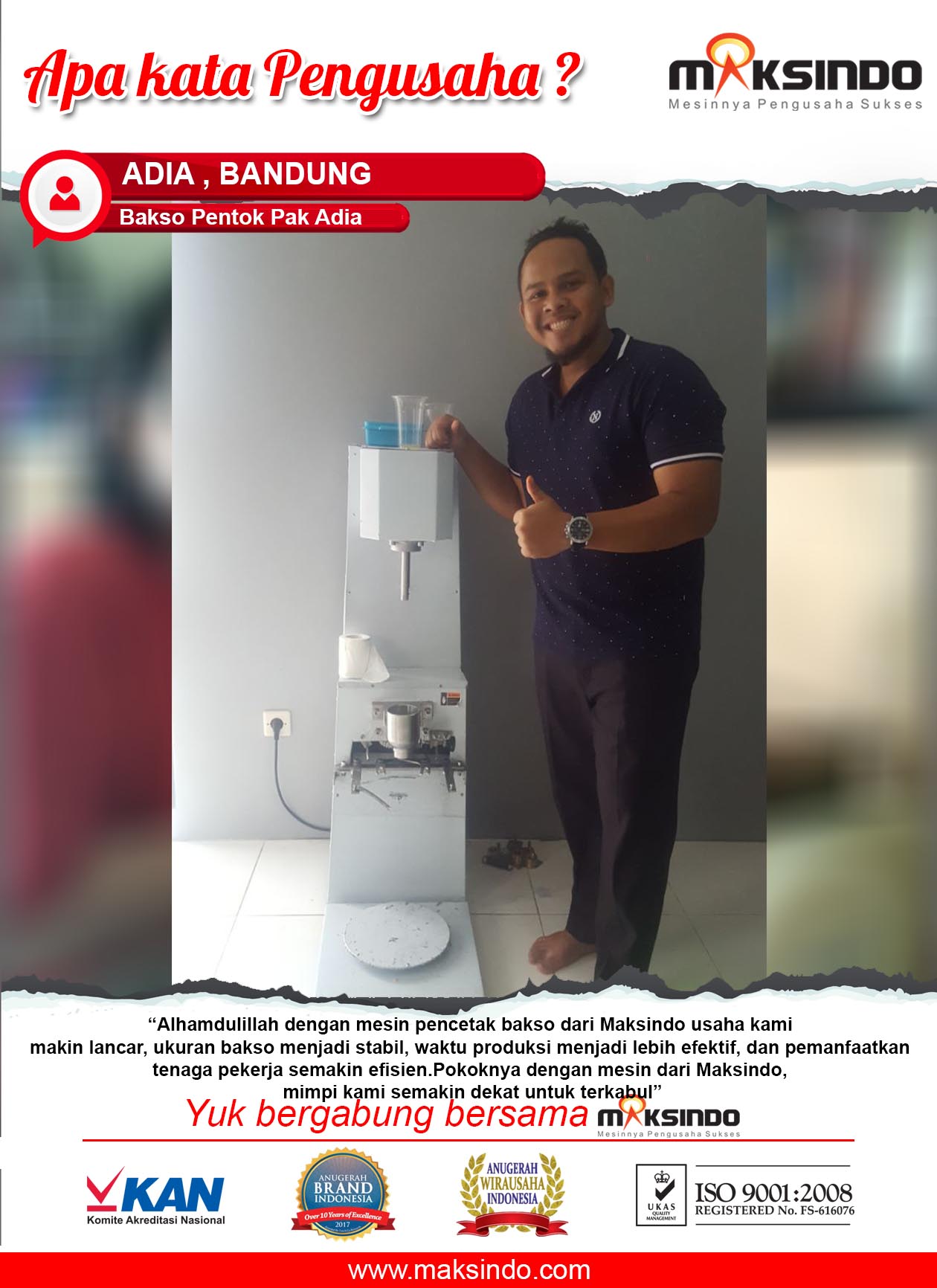 Bakso Pentok Pak Adia : Usaha Pentol Bakso Saya Semakin Efisien Dan Efektif Dengan Mesin Cetak Bakso Maksindo