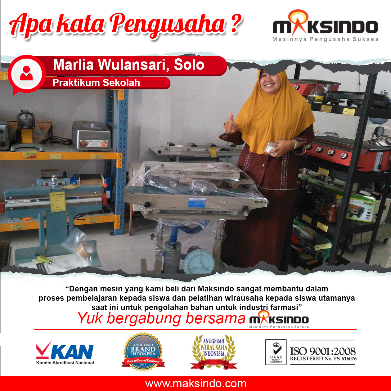 Marlia : Pembelajaran dan Pelatihan Wirausaha Kepada Siswa Lancar Berkat Mesin Continuous Band Sealer Maksindo