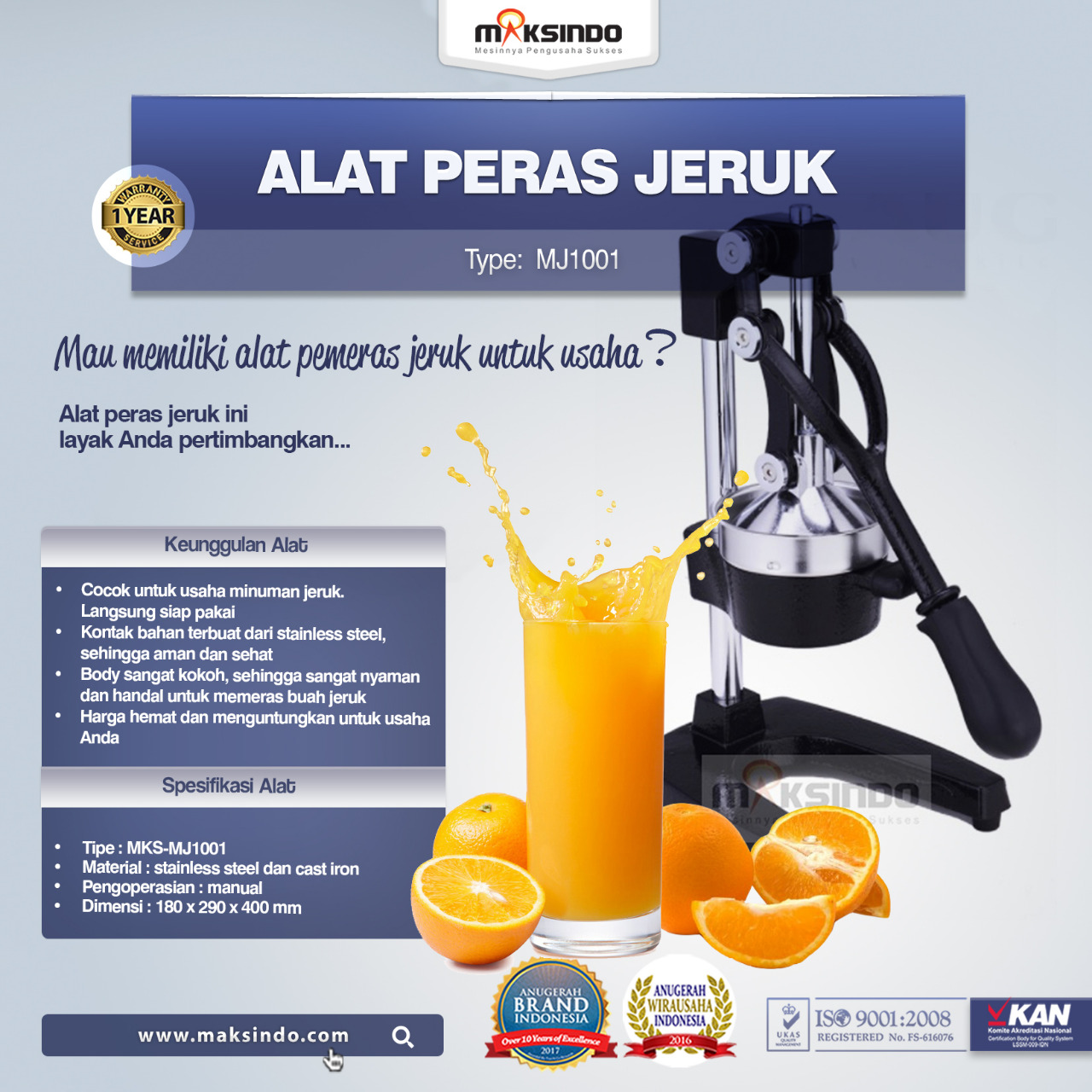 Jual Alat Pemeras Jeruk Manual (MJ1001) di Semarang