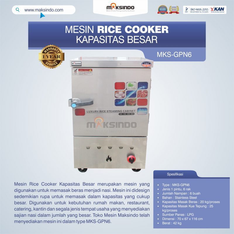 Jual Mesin Rice Cooker Kapasitas Besar MKS-GPN6 di Semarang