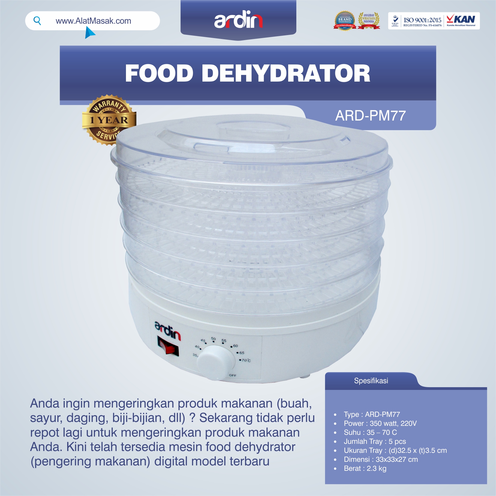 Jual Food Dehydrator ARD-PM77 di Semarang