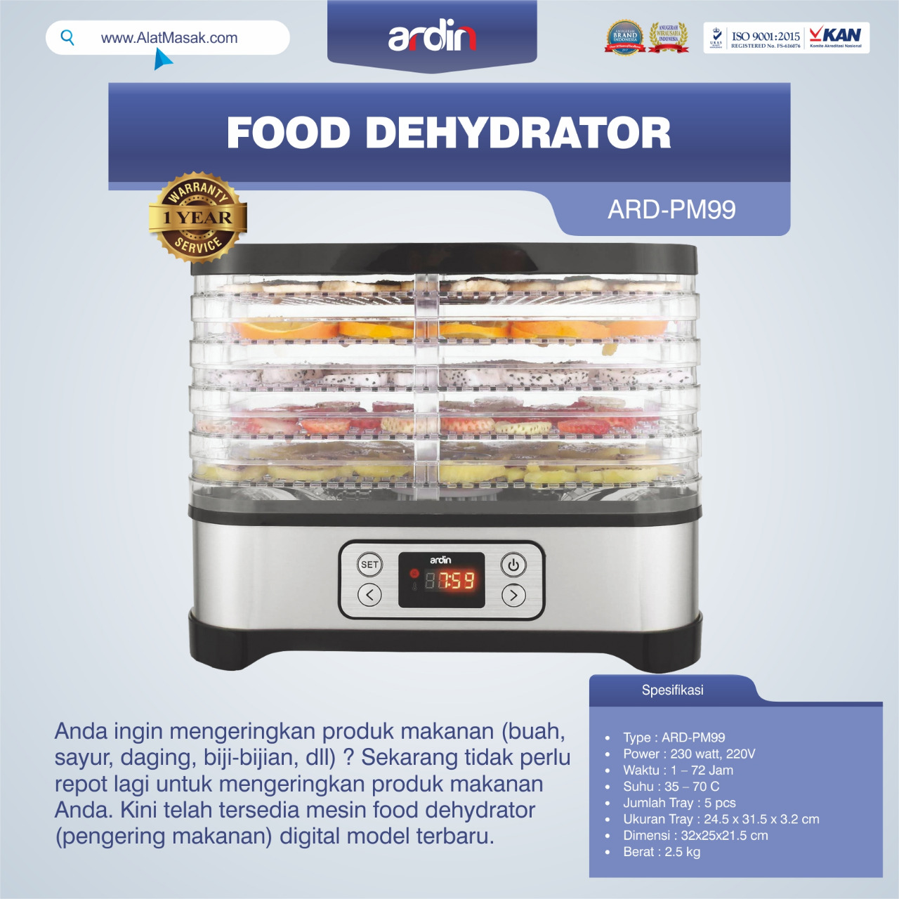 Jual Food Dehydrator ARD-PM99 di Semarang
